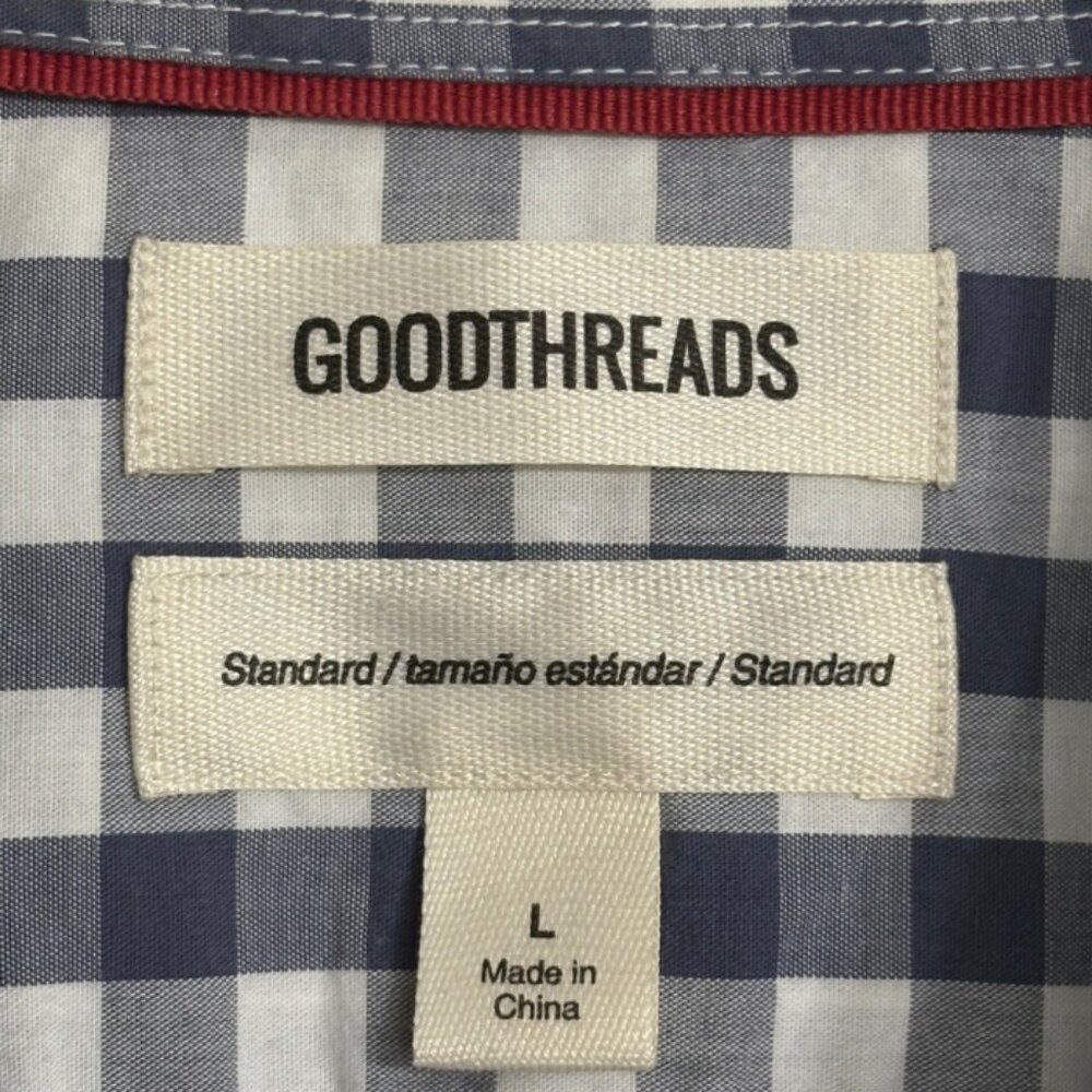 Goodthreads Women’s Blue White Gingham Button Down Womens Shirt Large NEW - Picture 5 of 7
